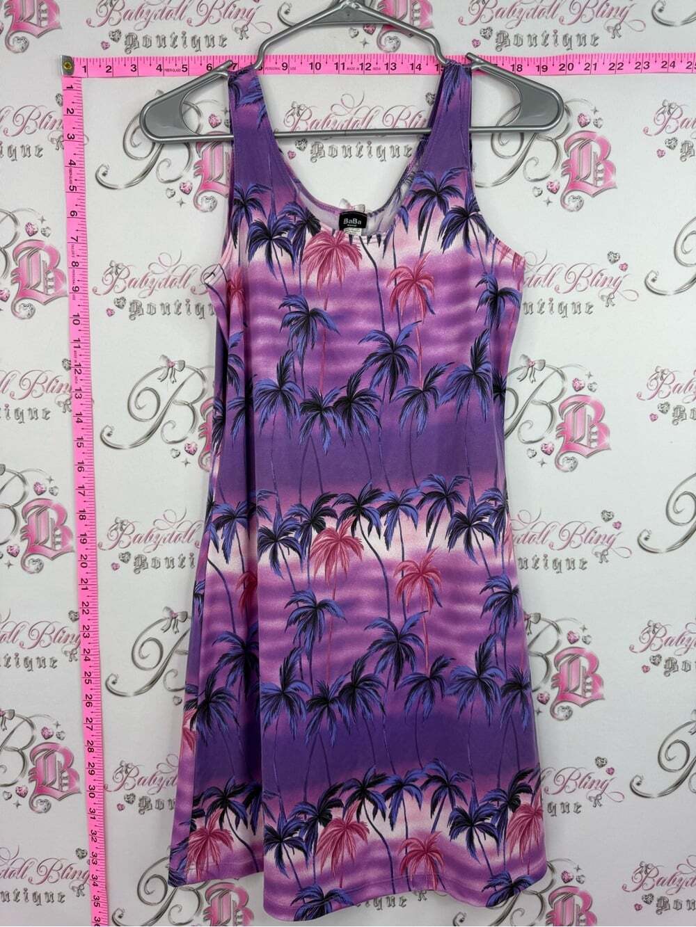Baba Hawaii dress USA 🇺🇸 Purple Palm-Print Sleeveless Mini Dress ombré